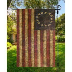 Betsy Ross Primitive Grunge 13 Star American Garden Flag Double Sided 12 x 18 "